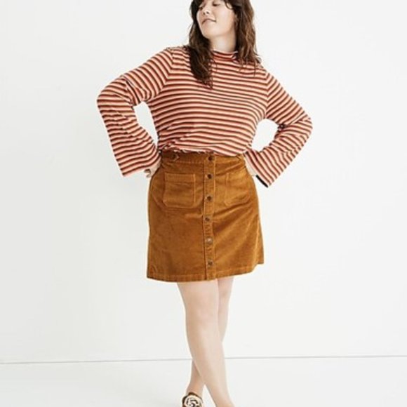 Madewell Corduroy A-Line Button Front Mini Skirt - Picture 1 of 9